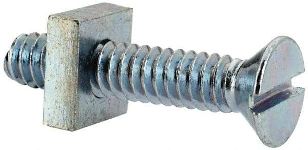 Value Collection - #10-24 UNC, 1" OAL Slotted Drive Machine Screw - Flat Head, Grade 2 Steel, Zinc-Plated Finish, Without Washer - Eagle Tool & Supply
