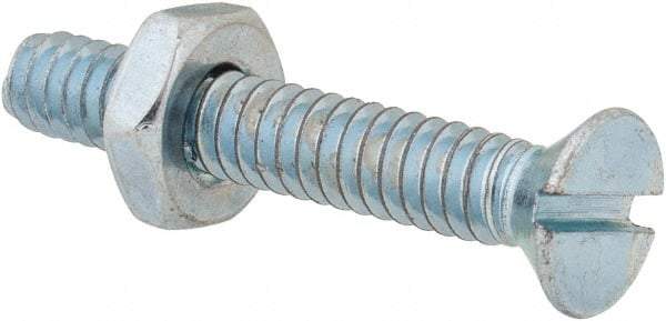 Value Collection - #10-24 UNC, 1-1/4" OAL Slotted Drive Machine Screw - Flat Head, Grade 2 Steel, Zinc-Plated Finish, Without Washer - Eagle Tool & Supply