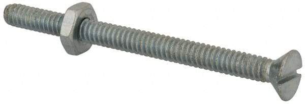 Value Collection - #10-24 UNC, 2-1/2" OAL Slotted Drive Machine Screw - Flat Head, Grade 2 Steel, Zinc-Plated Finish, Without Washer - Eagle Tool & Supply