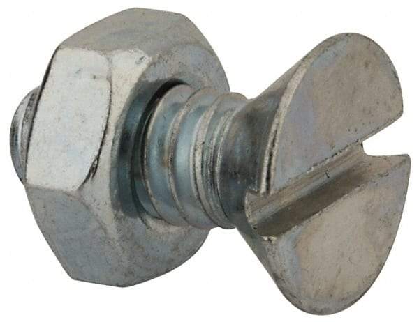 Value Collection - 1/4-20 UNC, 5/8" OAL Slotted Drive Machine Screw - Flat Head, Grade 2 Steel, Zinc-Plated Finish, Without Washer - Eagle Tool & Supply