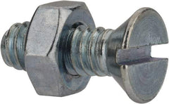 Value Collection - 1/4-20 UNC, 3/4" OAL Slotted Drive Machine Screw - Flat Head, Grade 2 Steel, Zinc-Plated Finish, Without Washer - Eagle Tool & Supply