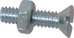 Value Collection - 1/4-20 UNC, 1" OAL Slotted Drive Machine Screw - Flat Head, Grade 2 Steel, Zinc-Plated Finish, Without Washer - Eagle Tool & Supply