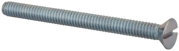 Value Collection - 1/4-20 UNC, 3" OAL Slotted Drive Machine Screw - Flat Head, Grade 2 Steel, Zinc-Plated Finish, Without Washer - Eagle Tool & Supply