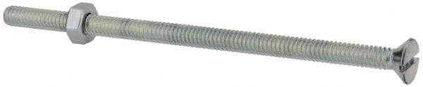 Value Collection - 1/4-20 UNC, 5" OAL Slotted Drive Machine Screw - Flat Head, Grade J82 Steel, Zinc-Plated Finish, Without Washer - Eagle Tool & Supply
