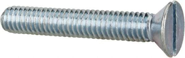 Value Collection - 5/16-18 UNC, 2" OAL Slotted Drive Machine Screw - Flat Head, Grade 2 Steel, Zinc-Plated Finish, Without Washer - Eagle Tool & Supply