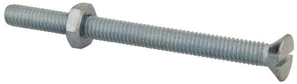 Value Collection - 5/16-18 UNC, 4" OAL Slotted Drive Machine Screw - Flat Head, Grade 2 Steel, Zinc-Plated Finish, Without Washer - Eagle Tool & Supply