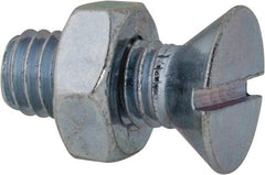 Value Collection - 3/8-16 UNC, 1" OAL Slotted Drive Machine Screw - Flat Head, Grade 2 Steel, Zinc-Plated Finish, Without Washer - Eagle Tool & Supply
