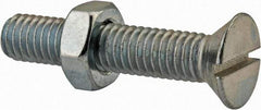 Value Collection - 3/8-16 UNC, 2" OAL Slotted Drive Machine Screw - Flat Head, Grade 2 Steel, Zinc-Plated Finish, Without Washer - Eagle Tool & Supply