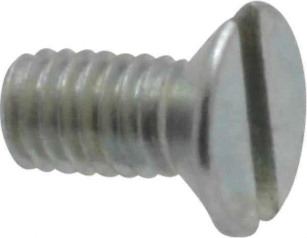 Value Collection - M3x0.50, 6mm OAL Slotted Drive Machine Screw - Flat Head, Grade 4.8 Steel, Zinc-Plated Finish, Without Washer - Eagle Tool & Supply