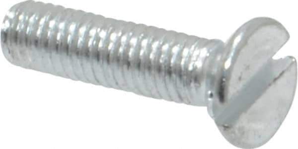 Value Collection - M3x0.50, 12mm OAL Slotted Drive Machine Screw - Flat Head, Grade 4.8 Steel, Zinc-Plated Finish, Without Washer - Eagle Tool & Supply