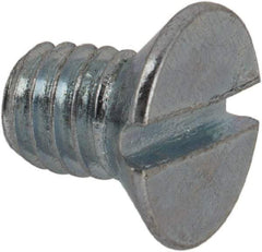 Value Collection - M4x0.70, 6mm OAL Slotted Drive Machine Screw - Flat Head, Grade 4.8 Steel, Zinc-Plated Finish, Without Washer - Eagle Tool & Supply