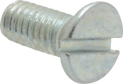 Value Collection - M4x0.70, 10mm OAL Slotted Drive Machine Screw - Flat Head, Grade 4.8 Steel, Zinc-Plated Finish, Without Washer - Eagle Tool & Supply