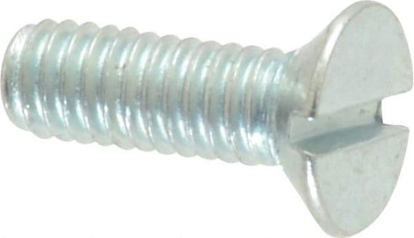 Value Collection - M4x0.70, 12mm OAL Slotted Drive Machine Screw - Flat Head, Grade 4.8 Steel, Zinc-Plated Finish, Without Washer - Eagle Tool & Supply