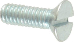 Value Collection - M4x0.70, 12mm OAL Slotted Drive Machine Screw - Flat Head, Grade 4.8 Steel, Zinc-Plated Finish, Without Washer - Eagle Tool & Supply