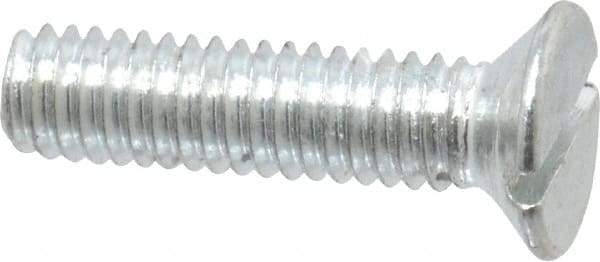 Value Collection - M4x0.70, 16mm OAL Slotted Drive Machine Screw - Flat Head, Grade 4.8 Steel, Zinc-Plated Finish, Without Washer - Eagle Tool & Supply