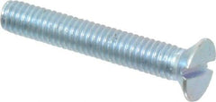 Value Collection - M4x0.70, 25mm OAL Slotted Drive Machine Screw - Flat Head, Grade 4.8 Steel, Zinc-Plated Finish, Without Washer - Eagle Tool & Supply