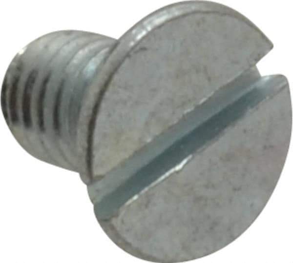 Value Collection - M5x0.80, 8mm OAL Slotted Drive Machine Screw - Flat Head, Grade 4.8 Steel, Zinc-Plated Finish, Without Washer - Eagle Tool & Supply