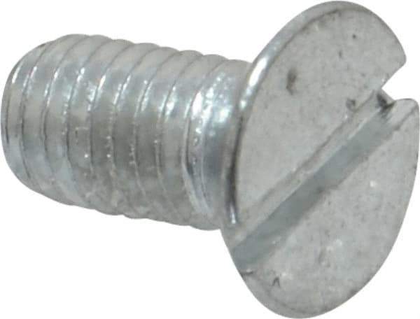 Value Collection - M5x0.80, 10mm OAL Slotted Drive Machine Screw - Flat Head, Grade 4.8 Steel, Zinc-Plated Finish, Without Washer - Eagle Tool & Supply