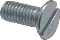 Value Collection - M5x0.80, 12mm OAL Slotted Drive Machine Screw - Flat Head, Grade 4.8 Steel, Zinc-Plated Finish, Without Washer - Eagle Tool & Supply