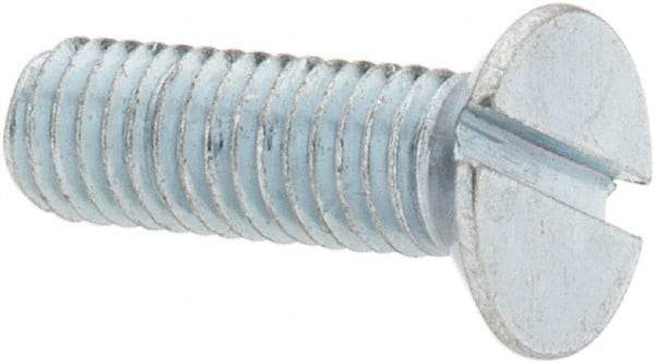 Value Collection - M5x0.80, 16mm OAL Slotted Drive Machine Screw - Flat Head, Grade 4.8 Steel, Zinc-Plated Finish, Without Washer - Eagle Tool & Supply