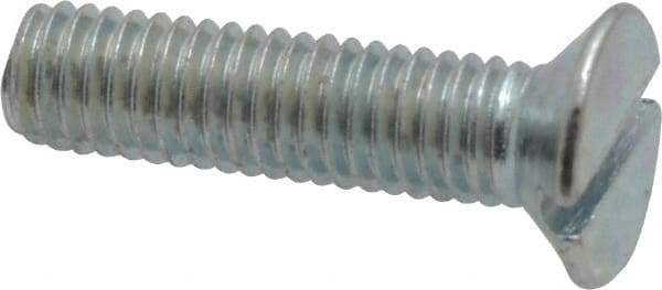 Value Collection - M5x0.80, 20mm OAL Slotted Drive Machine Screw - Flat Head, Grade 4.8 Steel, Zinc-Plated Finish, Without Washer - Eagle Tool & Supply