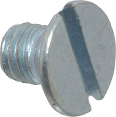 Value Collection - M6x1.00, 8mm OAL Slotted Drive Machine Screw - Flat Head, Grade 4.8 Steel, Zinc-Plated Finish, Without Washer - Eagle Tool & Supply