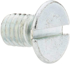Value Collection - M6x1.00, 10mm OAL Slotted Drive Machine Screw - Flat Head, Grade 4.8 Steel, Zinc-Plated Finish, Without Washer - Eagle Tool & Supply
