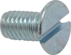 Value Collection - M6x1.00, 12mm OAL Slotted Drive Machine Screw - Flat Head, Grade 4.8 Steel, Zinc-Plated Finish, Without Washer - Eagle Tool & Supply