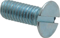 Value Collection - M6x1.00, 16mm OAL Slotted Drive Machine Screw - Flat Head, Grade 4.8 Steel, Zinc-Plated Finish, Without Washer - Eagle Tool & Supply