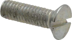 Value Collection - M6x1.00, 20mm OAL Slotted Drive Machine Screw - Flat Head, Grade 4.8 Steel, Zinc-Plated Finish, Without Washer - Eagle Tool & Supply