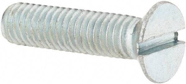 Value Collection - M6x1.00, 30mm OAL Slotted Drive Machine Screw - Flat Head, Grade 4.8 Steel, Zinc-Plated Finish, Without Washer - Eagle Tool & Supply