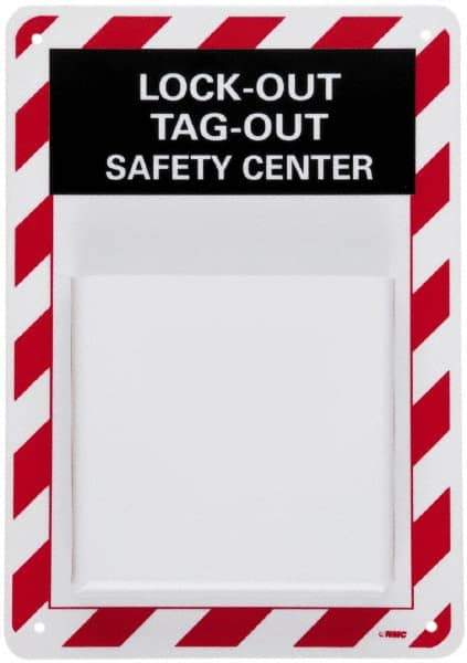 NMC - 1 Piece, Empty Plastic Tag and Padlock / Hasp Station - 13 Inch Wide x 15-1/2 Inch High, Yellow - Eagle Tool & Supply