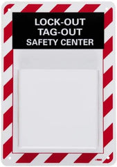 NMC - 1 Piece, Empty Plastic Tag and Padlock / Hasp Station - 13 Inch Wide x 15-1/2 Inch High, Yellow - Eagle Tool & Supply