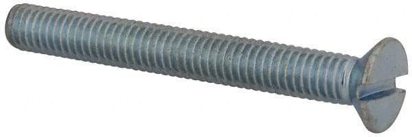 Value Collection - M6x1.00, 50mm OAL Slotted Drive Machine Screw - Flat Head, Grade 4.8 Steel, Zinc-Plated Finish, Without Washer - Eagle Tool & Supply