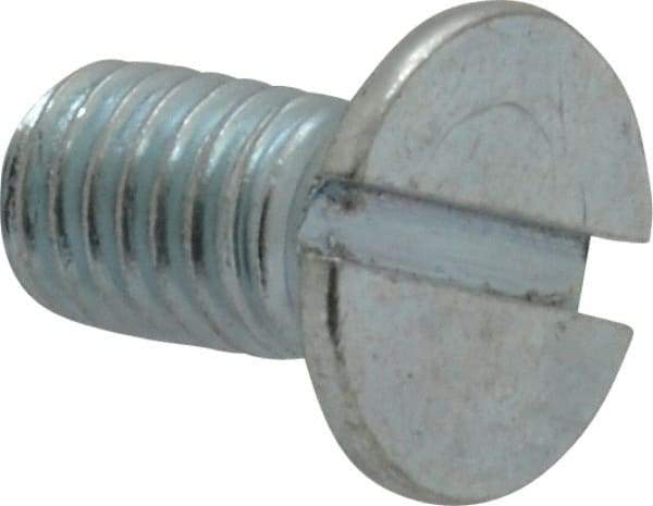 Value Collection - M8x1.25, 16mm OAL Slotted Drive Machine Screw - Flat Head, Grade 4.8 Steel, Zinc-Plated Finish, Without Washer - Eagle Tool & Supply