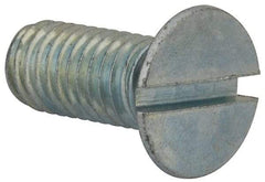 Value Collection - M8x1.25, 20mm OAL Slotted Drive Machine Screw - Flat Head, Grade 4.8 Steel, Zinc-Plated Finish, Without Washer - Eagle Tool & Supply