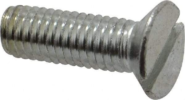 Value Collection - M8x1.25, 25mm OAL Slotted Drive Machine Screw - Flat Head, Grade 4.8 Steel, Zinc-Plated Finish, Without Washer - Eagle Tool & Supply