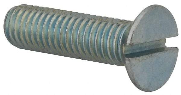 Value Collection - M8x1.25, 30mm OAL Slotted Drive Machine Screw - Flat Head, Grade 4.8 Steel, Zinc-Plated Finish, Without Washer - Eagle Tool & Supply