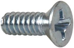 Value Collection - #6-32 UNC, 3/8" OAL Phillips Drive Machine Screw - Flat Head, Grade 2 Steel, Zinc-Plated Finish, Without Washer - Eagle Tool & Supply