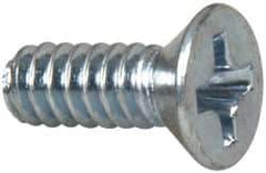 Value Collection - #6-32 UNC, 3/8" OAL Phillips Drive Machine Screw - Flat Head, Grade 2 Steel, Zinc-Plated Finish, Without Washer - Eagle Tool & Supply