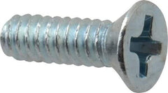 Value Collection - #6-32 UNC, 7/16" OAL Phillips Drive Machine Screw - Flat Head, Grade J82 Steel, Zinc-Plated Finish, Without Washer - Eagle Tool & Supply
