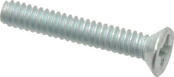 Value Collection - #6-32 UNC, 7/8" OAL Phillips Drive Machine Screw - Flat Head, Grade J82 Steel, Zinc-Plated Finish, Without Washer - Eagle Tool & Supply