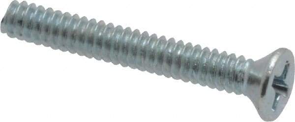Value Collection - #6-32 UNC, 1" OAL Phillips Drive Machine Screw - Flat Head, Grade 2 Steel, Zinc-Plated Finish, Without Washer - Eagle Tool & Supply