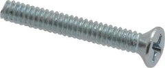 Value Collection - #6-32 UNC, 1" OAL Phillips Drive Machine Screw - Flat Head, Grade 2 Steel, Zinc-Plated Finish, Without Washer - Eagle Tool & Supply