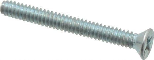 Value Collection - #6-32 UNC, 1-1/4" OAL Phillips Drive Machine Screw - Flat Head, Grade 2 Steel, Zinc-Plated Finish, Without Washer - Eagle Tool & Supply
