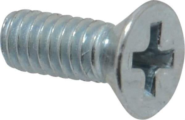 Value Collection - #8-32 UNC, 7/16" OAL Phillips Drive Machine Screw - Flat Head, Grade 2 Steel, Zinc-Plated Finish, Without Washer - Eagle Tool & Supply