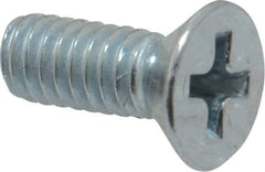 Value Collection - #8-32 UNC, 7/16" OAL Phillips Drive Machine Screw - Flat Head, Grade 2 Steel, Zinc-Plated Finish, Without Washer - Eagle Tool & Supply