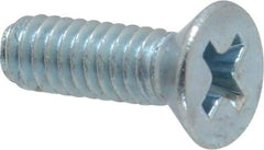 Value Collection - #8-32 UNC, 1/2" OAL Phillips Drive Machine Screw - Flat Head, Grade 2 Steel, Zinc-Plated Finish, Without Washer - Eagle Tool & Supply