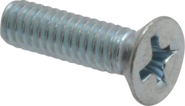 Value Collection - #8-32 UNC, 5/8" OAL Phillips Drive Machine Screw - Flat Head, Grade 2 Steel, Zinc-Plated Finish, Without Washer - Eagle Tool & Supply