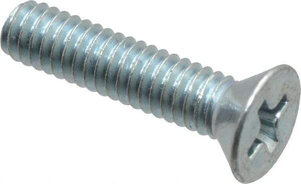Value Collection - #8-32 UNC, 3/4" OAL Phillips Drive Machine Screw - Flat Head, Grade 2 Steel, Zinc-Plated Finish, Without Washer - Eagle Tool & Supply
